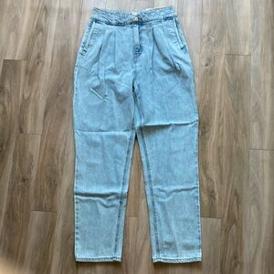 So Super high rise straight woven denim jean pant quilted design waistband 9 29